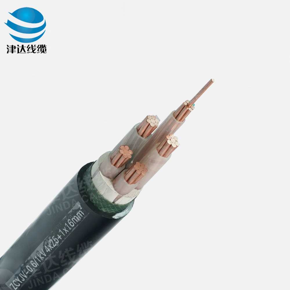 ZC-YJV 4*25+1*16銅芯交聯(lián)聚乙烯絕緣聚氯乙烯護(hù)套阻燃C類電力電纜